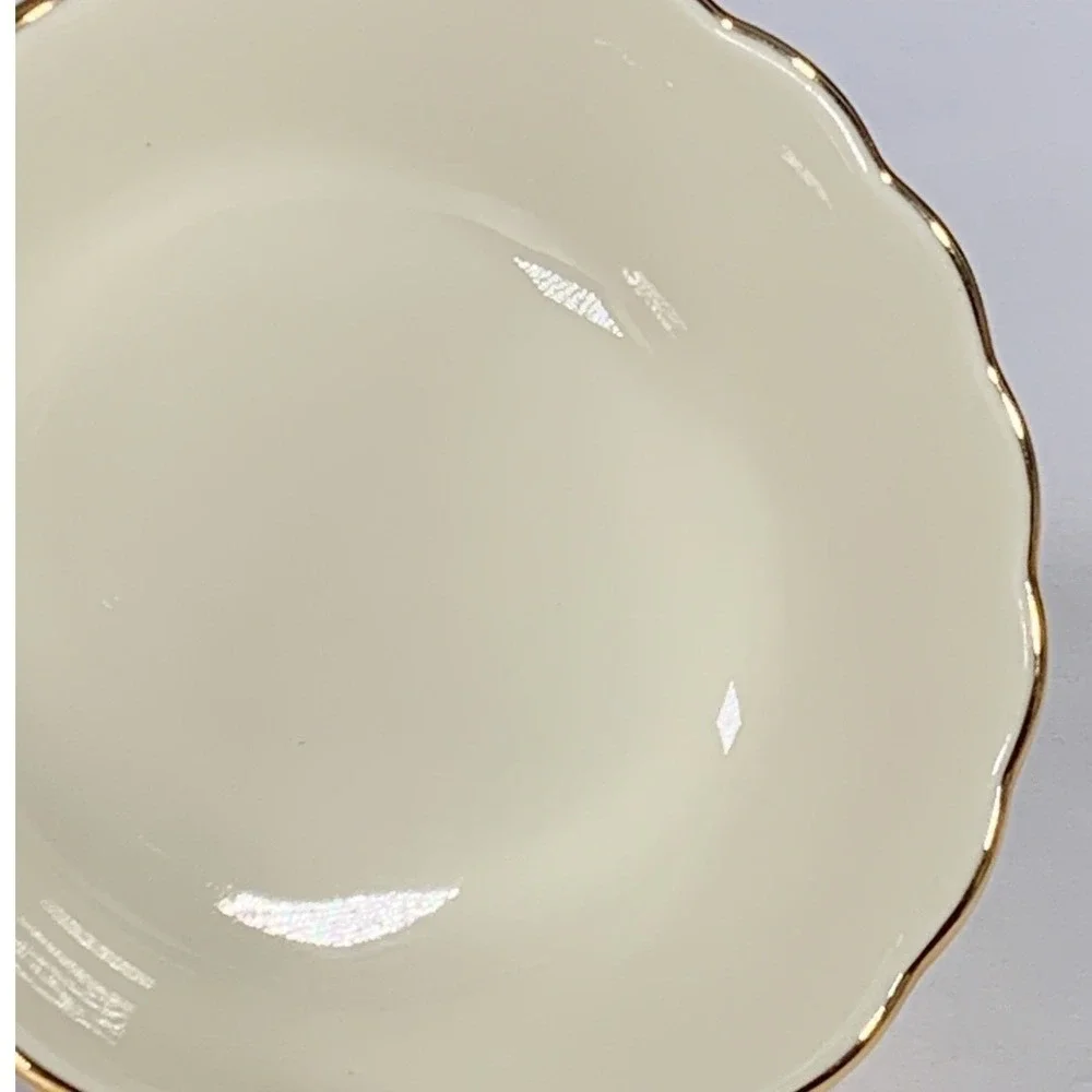 Lenox Ivory Fine China Embossed Rose Scalloped Gold Rim Bowl Handcrafted